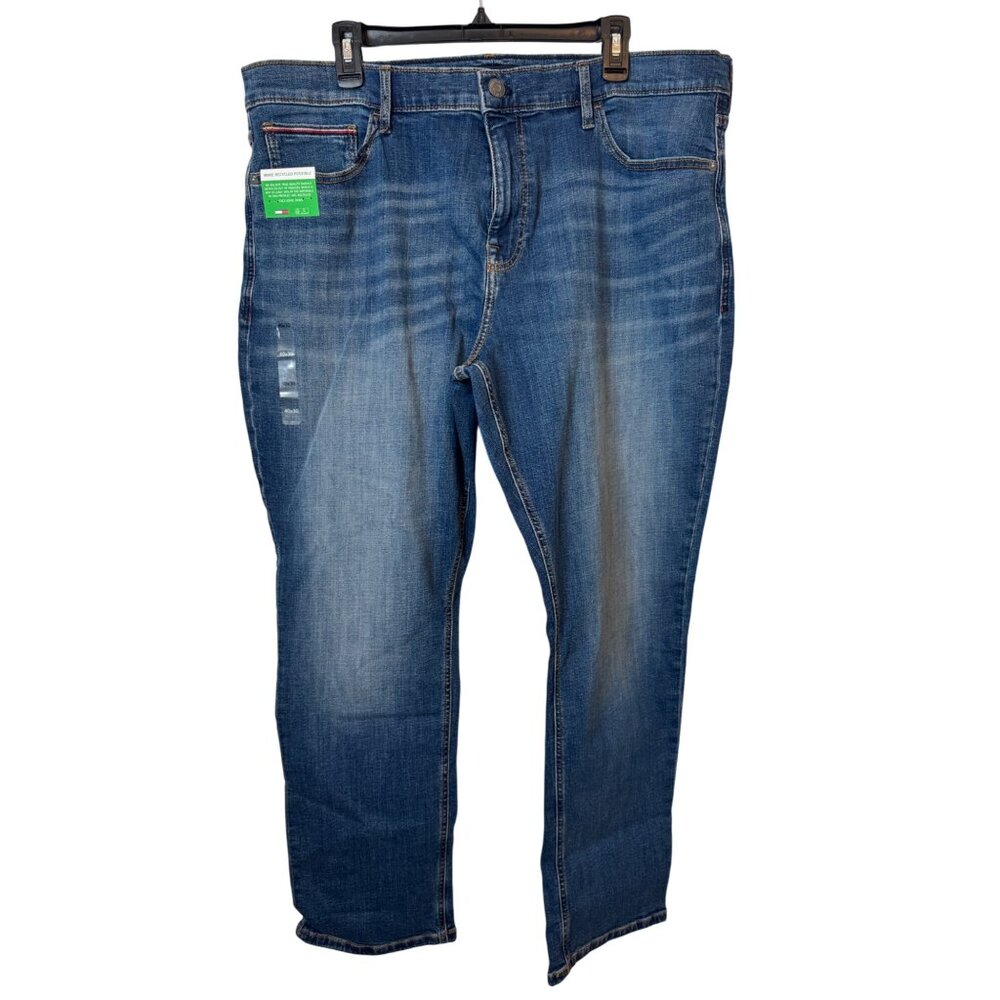 NWT Tommy Hilfiger 40W x 30L Mens Stretch Straight Denim Jeans Blue Cotton